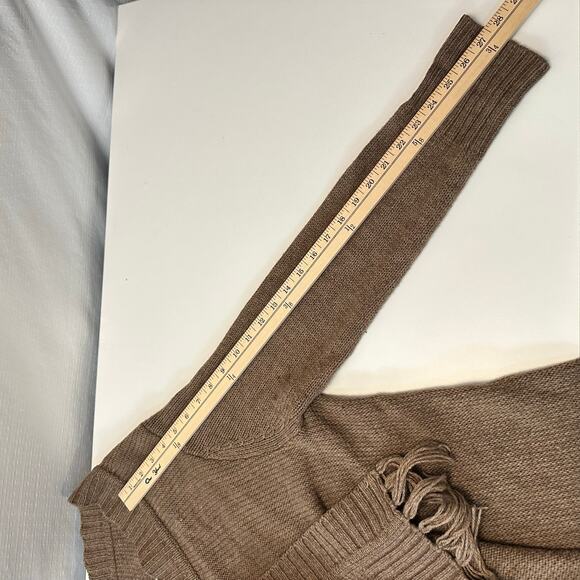 Sweater Cardigans Womens M Open Cardigan Wool  Brown Fringe Long Sleeve Boho - Picture 11 of 11